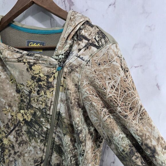 Cabelas Hoodie Womens Medium Camo Zone Western Zip Sweatshirt Jacket Grassland - Picture 11 of 12